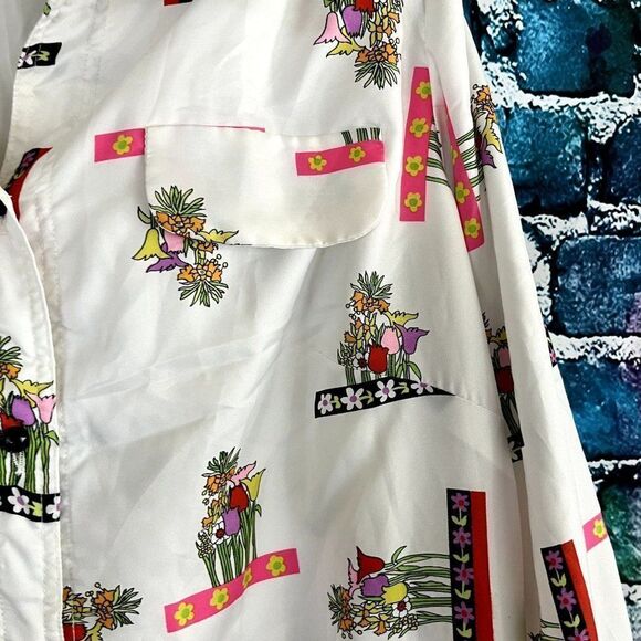 Vintage Herbert Levy Floral Print Button Down House Coat Dress XL - Picture 5 of 14